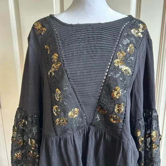 NWT Anthropologie Neale Sequin Peplum Top Sz XL Night Out Whimsigoth Renaissance - Picture 5 of 16